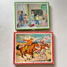 2 Vintage WOODEN JIGSAW Round