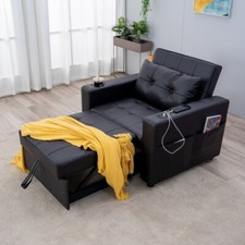 3-in-1 Chair Sofa Bed Folding Recliner Sleeper Built-in USB Ports,Cup Holder