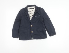 Marks and Spencer Boys Navy Linen Blend Blazer 6-7 Years Formal Jacket