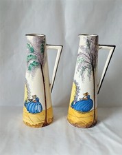 Pair Of Art Deco Jug-Ewer Royal- England  Sudlow's Burslem Pottery Vintage 20s