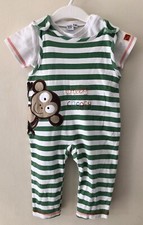 Babble Boom Monkey Dungaree Set age 6-9 months 