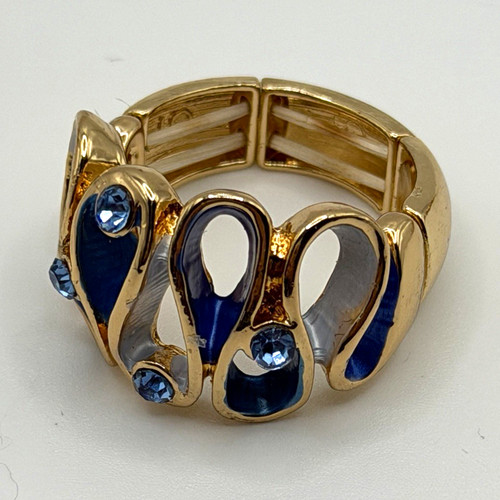 Gold tone blue enamel - blue, band