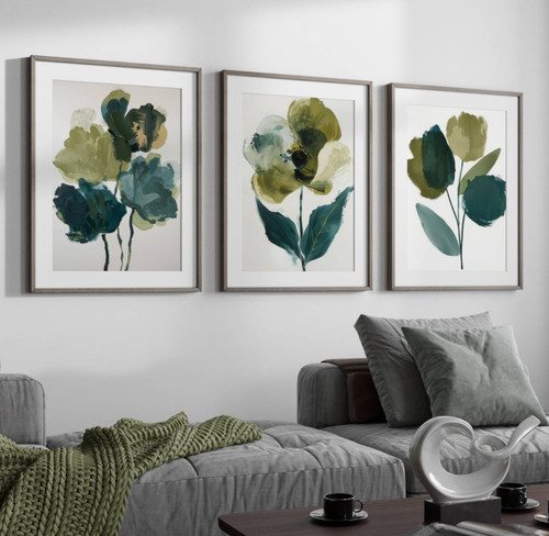 Olive green teal wall art - green, &