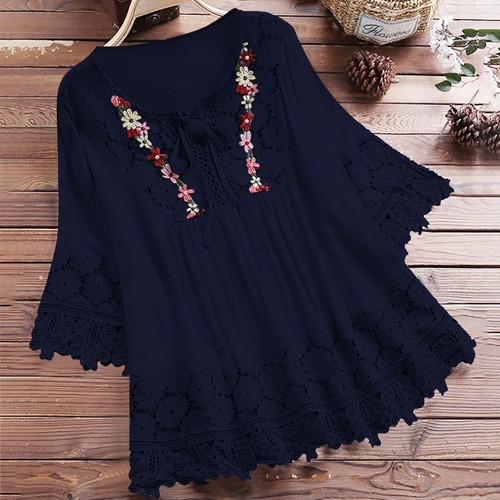Womens floral lace tunic tops - tunic,