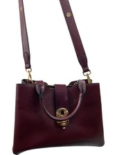 Luella Grey Burgundy Leather Satchel Women's Gold Hardware Elegant - Medium