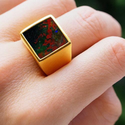 Men bloodstone ring square - men's,
