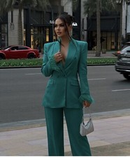 ZARA NEW Green Satin Feather