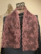 French, vintage piece of lace, or scarf, aubergine colour,