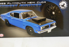 Acme 1:18th 1969 Plymouth Hemi cuda Street fighter blue with black hood
