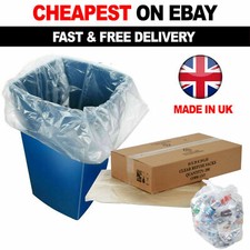 1000 X Clear Refuse Sacks 140G Large Bin Liners Rubbish Waste Recycling Bags 90L