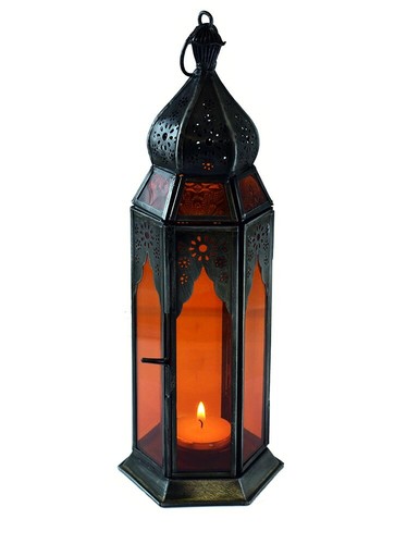 Lantern candle holder orange - lantern,
