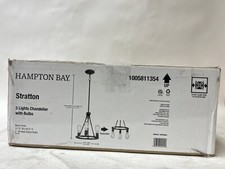 Hampton Bay Mini Chandelier Pendant Black Wagon Wheel Style Adjustable 3-Light