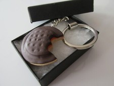 Handmade Unusual Fun Novelty Large Fimo Orange Jaffa Cake Biscuit Chain Keyring
