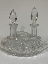 Cut Crystal 1930s Three Piece Condiment Set Excellent condition 