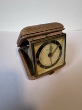Vintage Travel Alarm Clock By Climax - Made In Germany Real leather