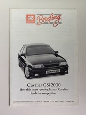 Vauxhall Briefing Cavalier GSi 2000 Dealer Information Guide October 1989