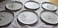 Denby Greenwheat  Set of 6 Stoneware Dinner Plates, 10" (25cm) Diameter. Signed.