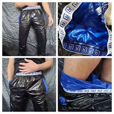 * FULLY LINED TRACKIES * IN GLOSSY BLACK ULTRA-THIN PU-COATED NYLON (XS to 2XL)