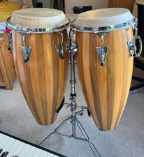Vintage Conga Pair Latin Percussion LP 10" 11" With Stand 