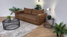 Sofology Artisan 4 Seater Split leather Sofa in Buff Natural Tan Mix