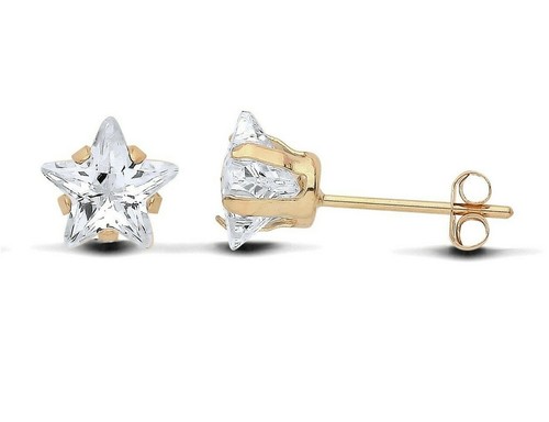 9ct gold 6mm simulated diamond - 9ct,