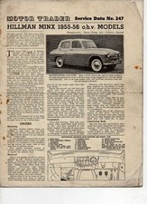 Hillman Minx 1955-56 o.h.v models Motor Trader Service Data Sheet No.247