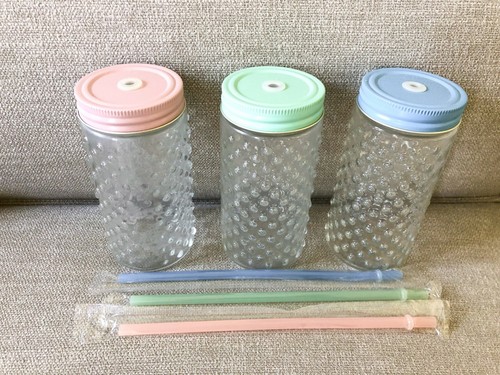 Mason drinking jars with - , straw