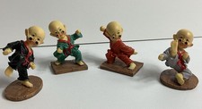 Chinese King Fu Shaolin Monk Figurines, Set Of 4, Collectible Resin 3” VGC