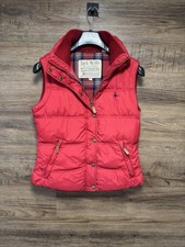 Jack Wills Ladies' Padded Gilet Size 8 Red with Check Lining Duck Down Filled