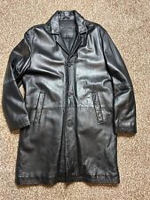 CIRO CITTERIO Mens Coat Black Leather Long single breasted jacket size  Large