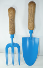 Vintage 2000's Old English Style Garden Hand Trowels Set Potting tools Blue