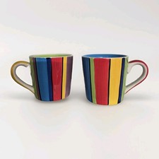 Whittard Of Chelsea Set of 2  Stripe Small Mug Espresso Interior Hand Painted   