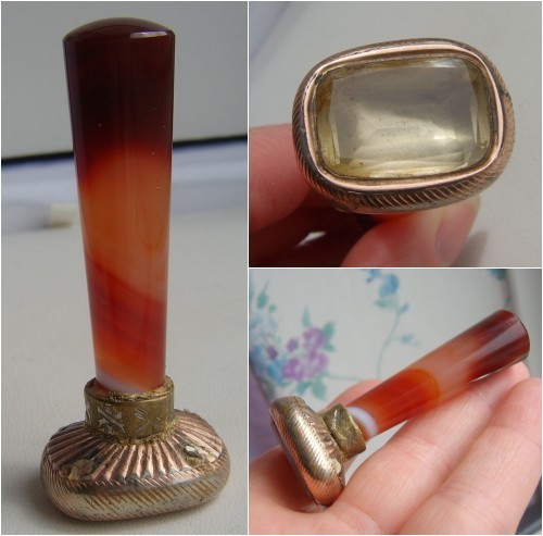 Victorian banded agate desk - banded,