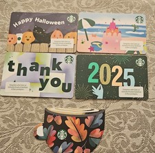Bundle of 5 Starbucks Cards 2025 UK + Fr Collectable items bundle