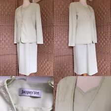 JACQUES VERT Pale Mint Green CREPE Sleeveless Dress & Jacket Sz 12 L42” WEDDING