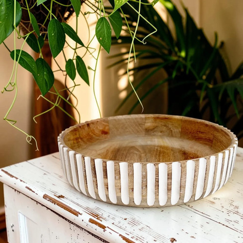 Carved wooden bowl for home - wooden,