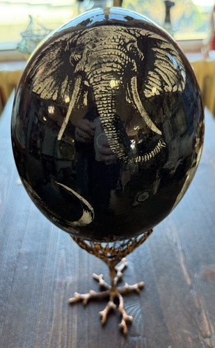 Hand painted ostrich egg - ostrich, attr