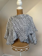 CHUNKY KNIT PONCHO CARDIGAN SIZE 8/10 GREY MIX BY APRICOT
