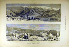 Old Antique Print 1877 Cape-Town Africa Kaffir-War Troops Fingoes Police 19th
