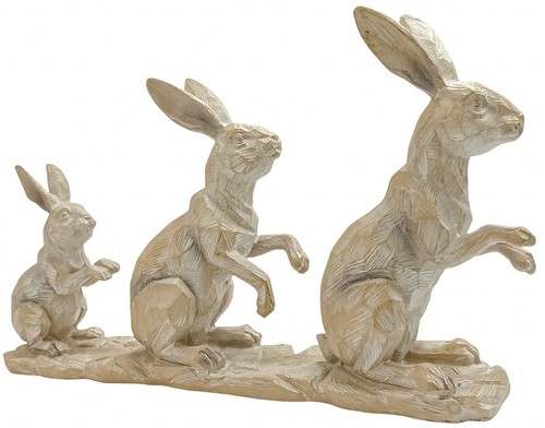 Resin hare family ornament - hare,