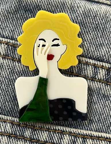 Acrylic brooch blonde - acrylic, shy