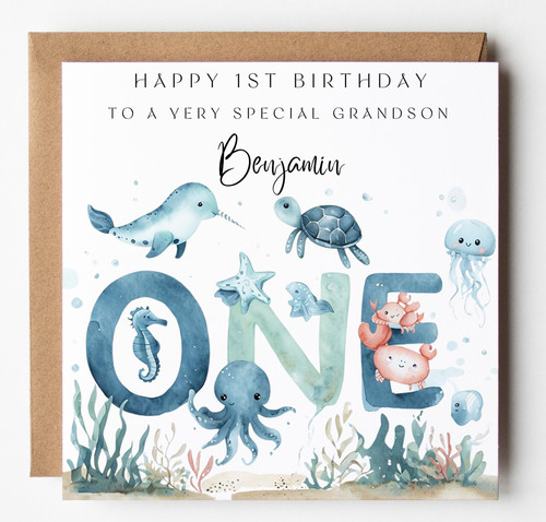 Grandson ocean 1st birthday - grandson,