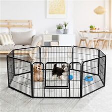 8 Panel Dog Playpen Metal Pet Pen Heavy Duty Indoor/Outdoor Fence 60cm Black
