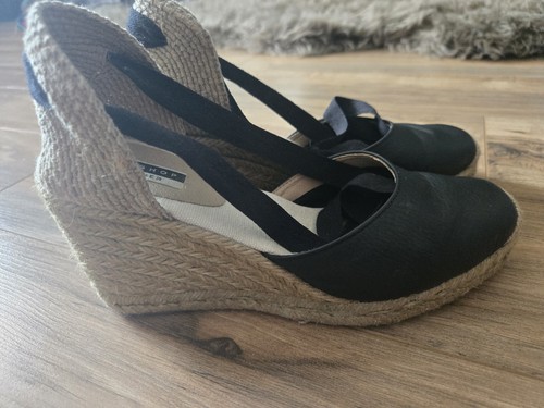 Topshop black leather wedge - black,