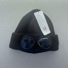 CP Company Black Merino Wool Beanie Cap with Goggles One Size Brand New with Tag