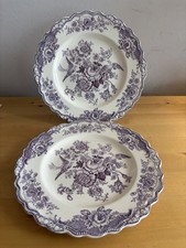 Vintage BRISTOL OLD HALL WARE - Mulberry Bird/Floral Tea Plates x 2