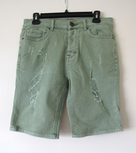 Mens shorts distressed green - shorts,