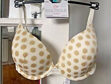 Pretty M&S Boutique ivory & gold glitter spot wired padded plunge bra 30B - 40E