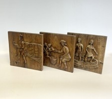 Antique European Hand Carved Bas-Relief Wall Hanging Sculpture Plaque Panel (3)