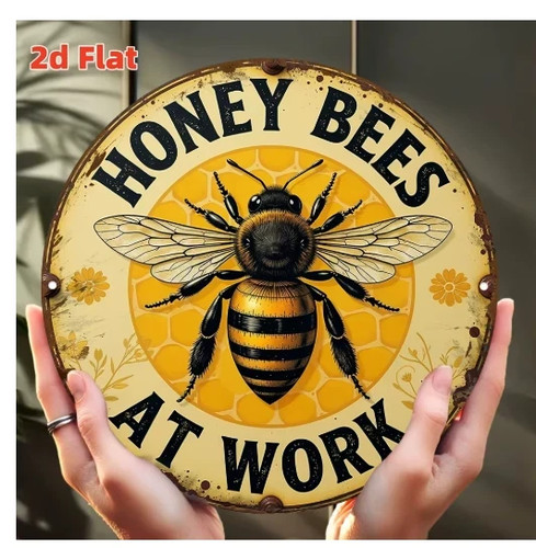Metal honey bee garden plaque - metal,